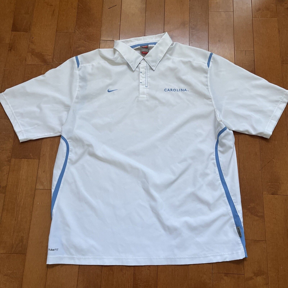 UNC North Carolina Tarheels Nike Fit Dry Mens XL White Polo Shirt basketball